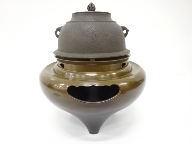  未使用品　風炉師　金谷浄雲　釜師　伊藤宝斎造　唐銅　朝鮮風炉